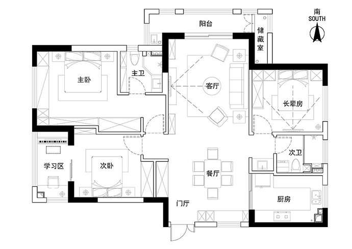 成都裝飾公司大晶裝飾現代三居室裝修效果圖 線條流暢 簡潔利落5